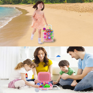 Gradina Creativa cu flori, Set joc de constructii forma Troller, roz - Img 5