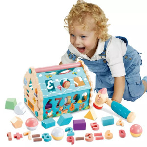 Joc Educativ, Cub cu Sortator de Forme, Multicolor - Img 4