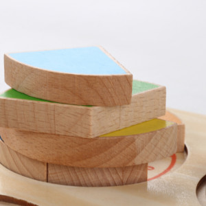 Jucarie educativa Montessori din lemn, forme geometrice, Coordonarea mana-ochi, Multicolor - Img 4