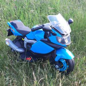 Jucarie Motocicleta Cu Acumulator Pentru Copii Cu Roti Ajutatoare, Mers Fata-Spate, Muzica Si Lumini, Mp3,Bleu - Img 9
