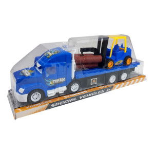 Set 2 masinute,1 X Tractor inertial, 1 x,motostivuitor cu lemne, cabina albastru - Img 3