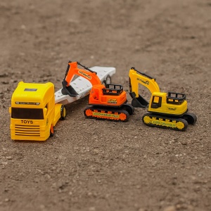 Set 3 masinute,1 X Trailer frictiune cabina galben, 2 mini masini - Img 3