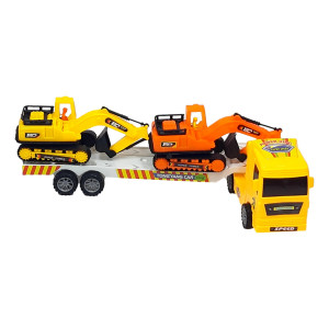 Set 3 masinute, 1xTrailer frictiune 2 xmini masini, cabina Galben - Img 3