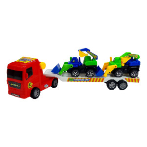 Set 3 masinute, Trailer frictiune cu 2 mini masini, Cabina Rosu - Img 10