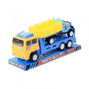 Set Camion de jucarie cu trailer tractare si camion cu remorca, Galben - Img 10