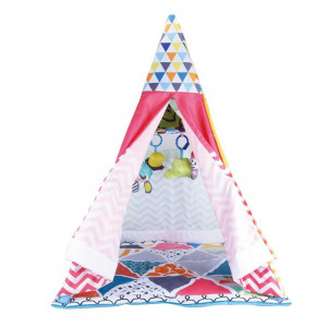 Set Cort de joaca pentru bebelusi, cu saltea pufoasa, stil indian Teepee - Img 4