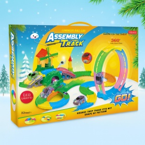 Set Masinute, Pista flexibila,157 Piese Neon lumineaza in intuneric - Img 13