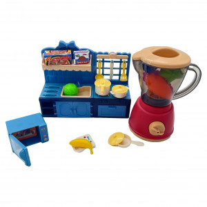 Set mini bucatarie pentru copii cu blender si accesorii, albastru - Img 1