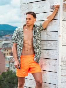 BRILLE | Плувни шорти Sunny Beach, оранжев - Img 1
