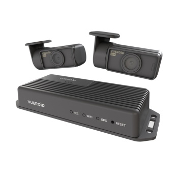 Camera auto de bord, Vueroid, model D40-Q2-2CH, QHD față-spate, HDR, wifi, Ultra Night Vision, 64Gb card microSD inclus