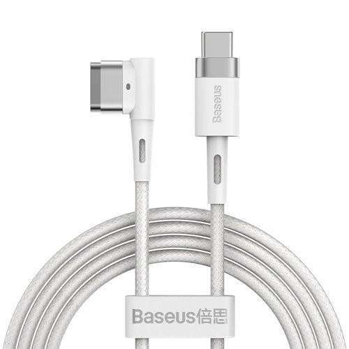 Cablu de date - alimentare magnetic unghiular zincat Baseus pentru MacBook Power - USB tip C 60W 2m alb