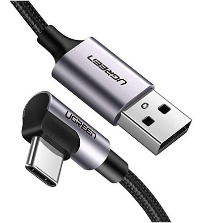 Cablu de date unghiular USB-C UGREEN 3A Quick Charge 3.0 1m (negru)