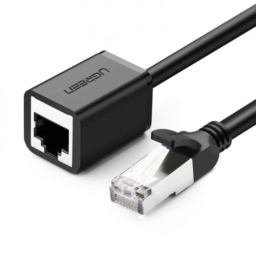 Cablu de rețea UGREEN Extensie Ethernet RJ45 Cat. 6 FTP cu un dop metalic 0.5m (negru)