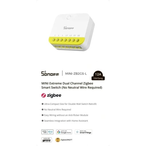 Releu/Comutator cu două canale SONOFF MINI-ZB2GS-L Mini Extreme ZigBee