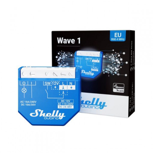 Releu inteligent Shelly Qubino Wave 1 cu 1 canal, protocol Z-Wave