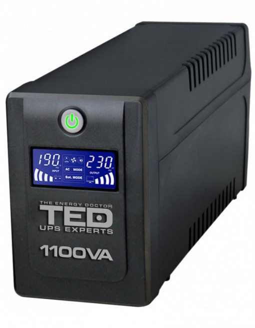 UPS TED Electric 1100VA / 600W Line Interactive cu 4 iesiri schuko si display LCD TED-1100