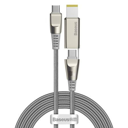 Cablu de date Baseus Flash Series cu cap pătrat Lenovo Tip-C până la C + DC 100W 2m Gri