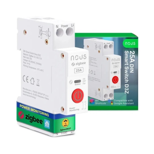 Comutator inteligent Wi-Fi Nous D3Z Zigbee DIN 25A (1 canal, cu PM)