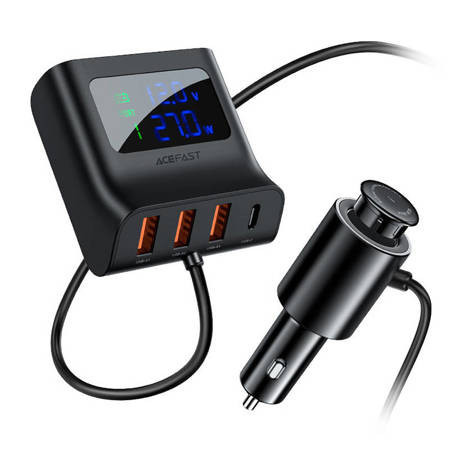 Încărcător auto Acefast B8, 3x USB + USB-C, 90W (negru)