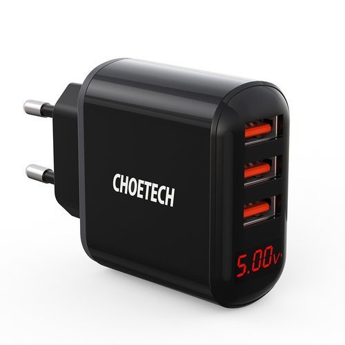 Încărcător Choetech 3x USB 3.4A negru