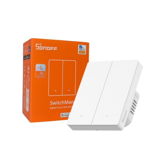 Întrerupător SONOFF SwitchMan M5 Zigbee, 2 canale, versiune modulară, alb (ZBM5-2C-80W)