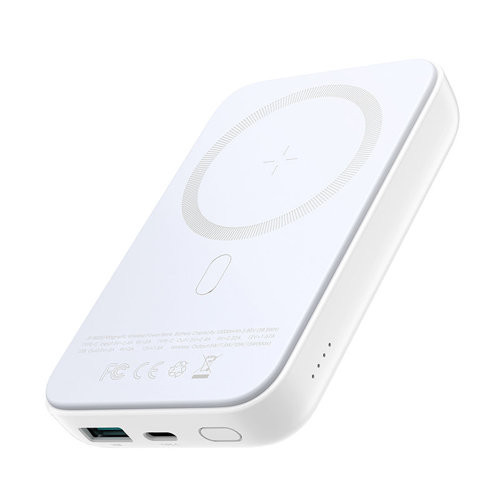 Power bank Joyroom 10000mAh 20W wireless Qi încărcător 15W compatibil MagSafe alb