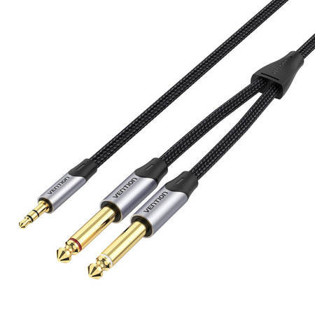 Cablu audiomini mufă 3,5 mm la 2x mufă 6,5 mm Vention 1,5 m (gri)