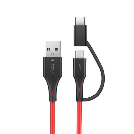 Cablu date Micro USB + adaptor USB-C BlitzWolf BW-MT3 3A 0.91m