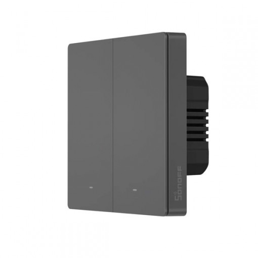 Comutator de perete Wi-Fi inteligent SwitchMan cu 2 canale Sonoff negru (M5-2C-86)
