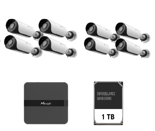 KIT8 MILESIGHT BULLET 2MP NVR 8 CANALE