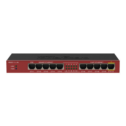 Router 5 x Fast Ethernet, 5 x Gigabit, 1 x PoE, RouterOS L4 - Mikrotik RB2011iL-IN