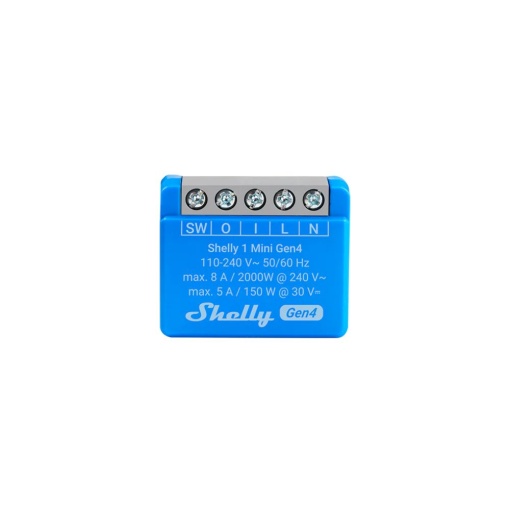 Shelly Mini Gen4 multiprotocol comutator de releu 1x 8A (WiFi, Bluetooth, Zigbee, Matter)