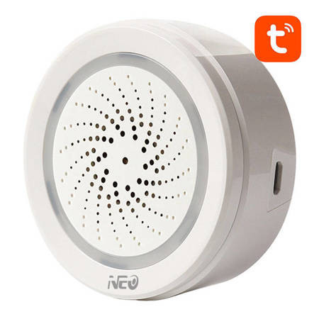 Sirenă de alarmă inteligentă WiFi NEO NAS-AB02WT cu senzor de temperatură umiditate TUYA