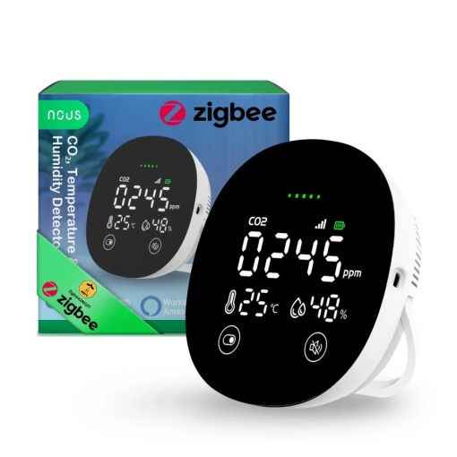 Detector inteligent de CO₂, temperatură și umiditate Nous E10 Zigbee