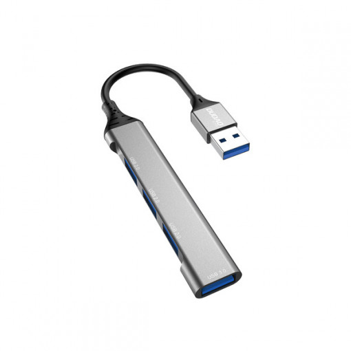 HUB 4in1 USB-A - 4x USB-A (3 x USB2.0 / USB3.0) 6,3 cm Dudao negru