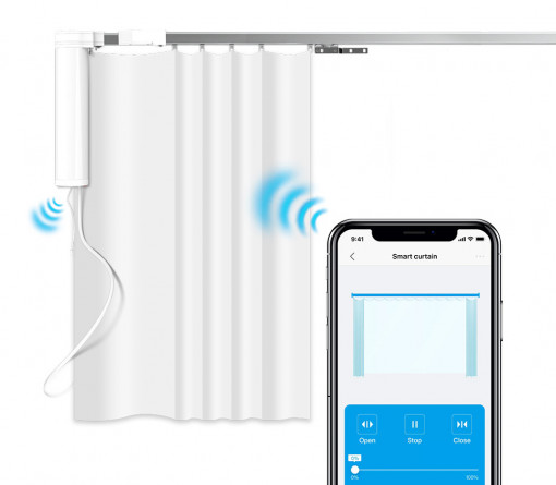 Pachet: Sina draperii telescopica + motor smart Zigbee Orvibo, 2-4m, wireless, control draperii, SHQ011-W45CZ