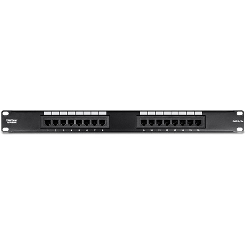 Patch Panel 16 porturi RJ45 UTP 19', Cat5/5e - TRENDnet TC-P16C5E