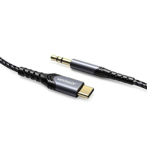 Cablu AUX audio stereo Joyroom 3,5 mm mini jack - USB tip C pentru smartphone 2 m negru