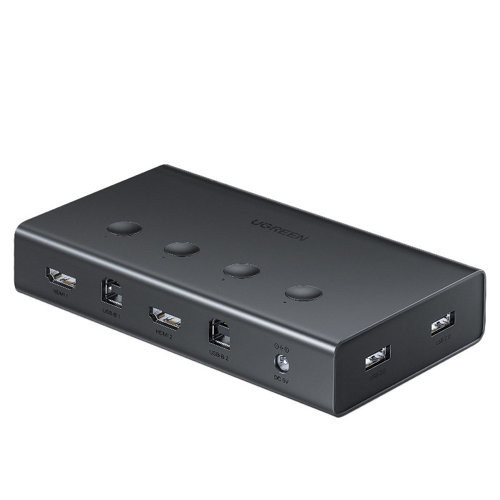 Comutator KVM (Tastatură Video Mouse) Ugreen 4 x 1 HDMI (mama) 4 x USB (mama) 4 x USB tip B (mama) negru