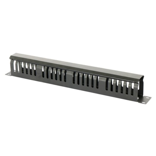 Ghidaj orizontal patchcord-uri, metalic, cu capac (organizator cabluri rack), 1U, negru – EMTEX