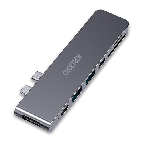 HUB Choetech pentru Apple MacBook Pro USB Typ C 7in1 100W Thunderbolt 3 gri