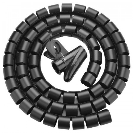 Tubular spiralat pentru organizare cabluri 5m - negru