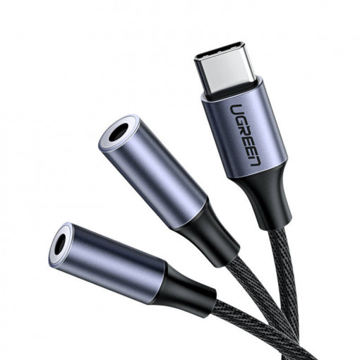 UGREEN AUX Audio splitter with USB-C cable 25cm (silver)