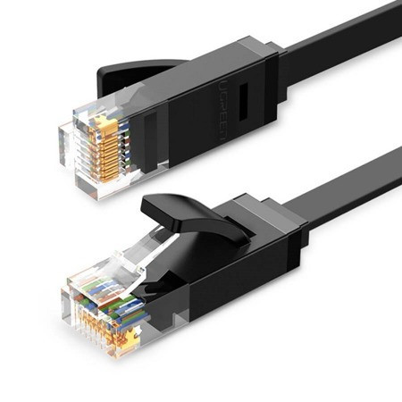 Cablu de rețea plat UGREEN Ethernet RJ45, Cat.6, UTP, 1m (negru)