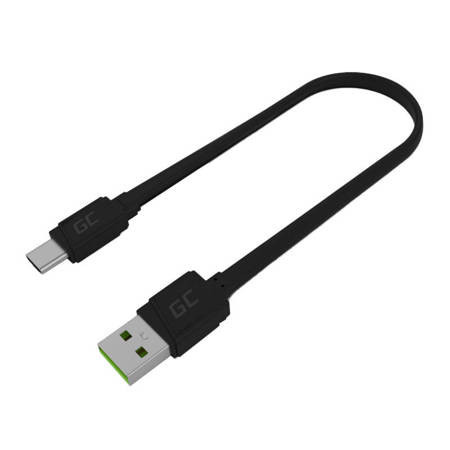 Cablu USB - USB-C Green Cell GCmatte, 25 cm, cu Ultra Charge, QC 3.0