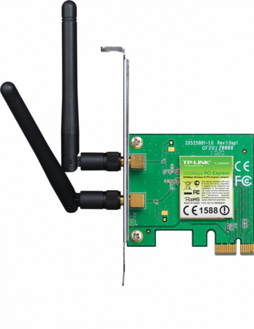 Placa de retea Wi-Fi 4, 2.4 Ghz, 300Mbps, 2dBi, PCI Express - TP-LINK TL-WN881ND