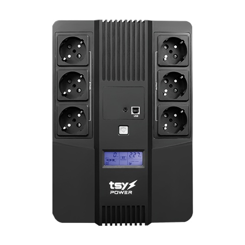 UPS TSY Power, 600VA/360W, LCD, AVR-repornire automata, Management, 6 x Schuko, 2 x RJ45, 1 X USB type B TSY-D-0K6-LCD