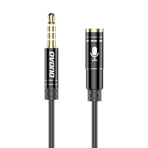Cablu Prelungitor AUX Dudao pentru căști cu microfon mini mufă 3,5 mm negru