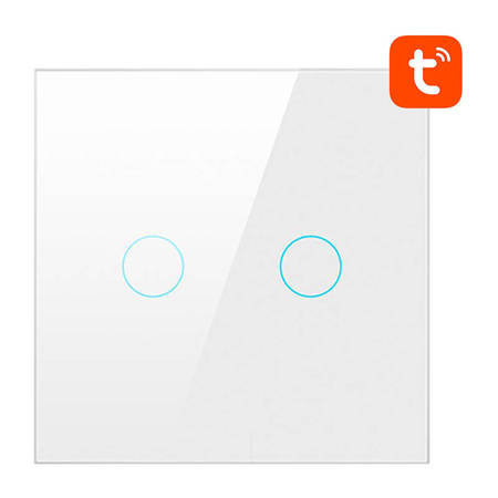 Comutator de lumină inteligent ZigBee Avatto LZTS02-EU-W2 2 canale fără neutru TUYA (alb)