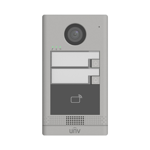 Post exterior videointerfon TCP/IP pentru 2 familii, IR, IK08 - UNV OEU-202S-HMK2